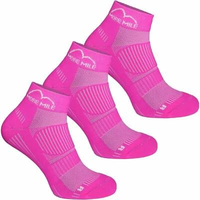 More Mile London 2.0 3 Pack Eco Friendly Running Socks Pink Womens Cushioned - Image 1 of 2