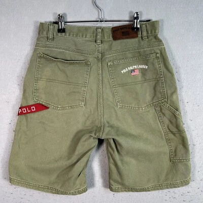 Pantalones Cortos De Colección Años 90 Polo Ralph Lauren Carpintero Jóvenes Niños 18 Verde Denim Jeans Foto 1 de 4