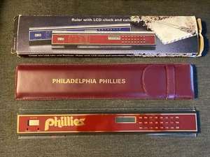 Vintage Philadelphia Phillies Giveaway Ruler With LCD-Clock and Calculator - New - Picture 1 of 10
