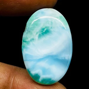 31 Cts Natural Larimar Pectolite 28x19mm Oval Loose Cabochon Untreated Gemstone - Picture 1 of 8