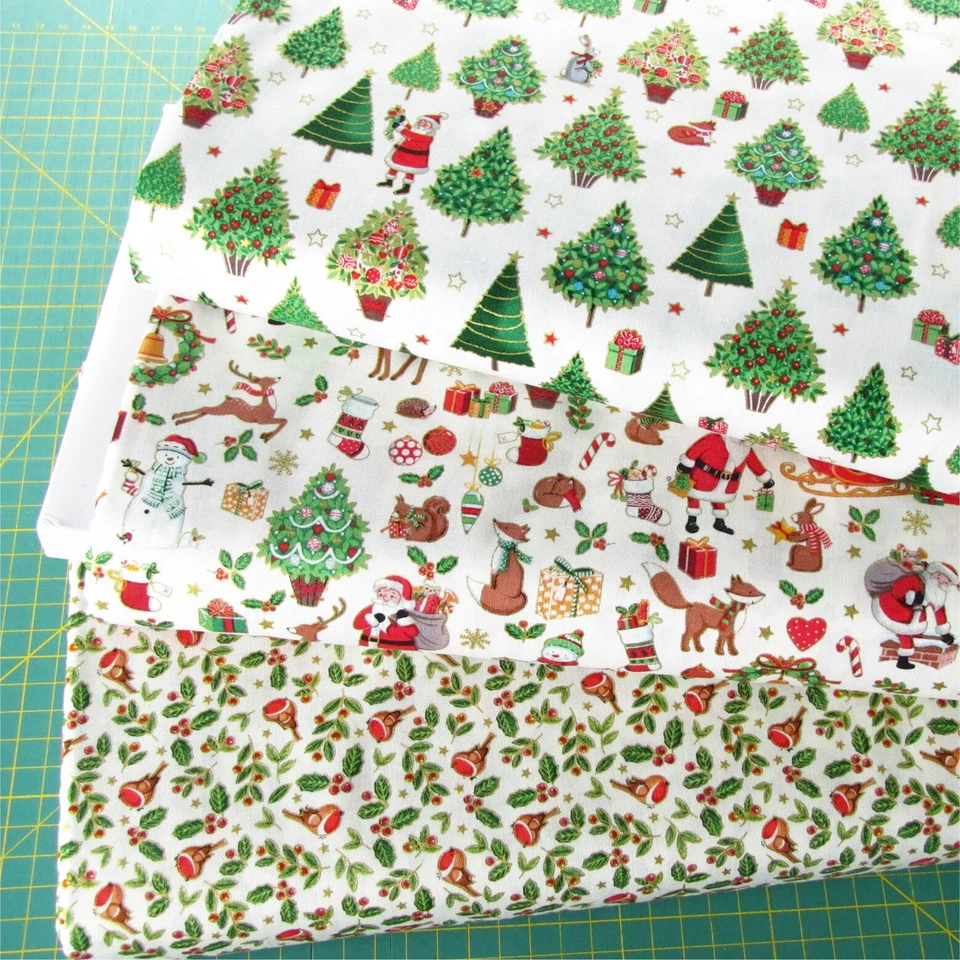 "Merry Christmas" Weihnachtsmotive cream Patchwork Stoff Makower Metallic € 18/M - Bild 1 von 1