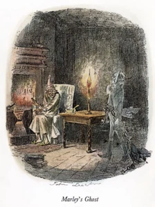 Dickens Christmas Carol 1843 Marleys Ghost Etching by John Leech from the First - Bild 1 von 1