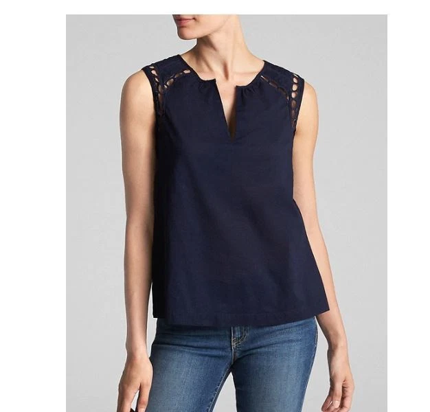 Camiseta sin mangas Gap para mujer con ribete de encaje y cuello dividido  Foto 1 de 1