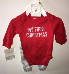 CARTER'S Rojo 2 Piezas Body Pantalones Recién Nacido Bebé Mi Primera Navidad - Imagen 1 de 2