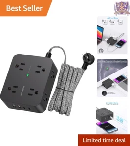 Power Strip Surge Protector, 8 Outlets, 4 USB, Wall Mount, 5 Ft Cord, Home Of... - Picture 1 of 9