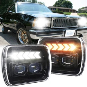 Pair 7x6 5x7 LED Headlights DRL For Chevy El Camino 1978-1981 Classic LUV Truck - Picture 1 of 10