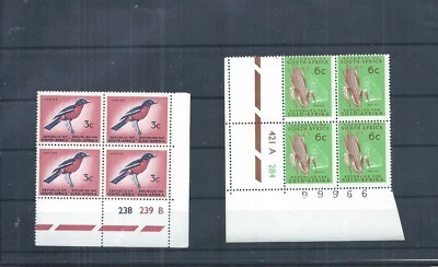 Sellos de Sudáfrica. 1969 etc 3c y 6c MNH bloques de 4. Fósforo en perfs (AQ518) Foto 1 de 2