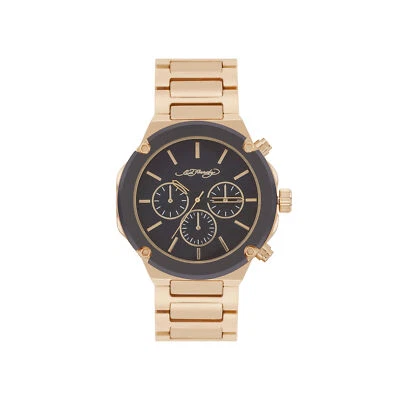 Ed Hardy Men's Brushed Gold Metal Bracelet Watch 46mm - Image 1 of 3