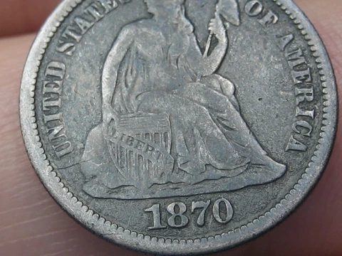 1870 Seated Liberty Dime- Fine Obverse Details Cover