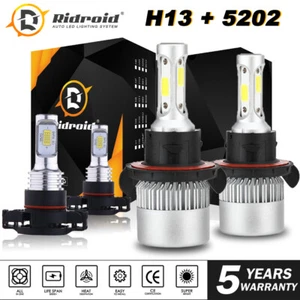 H13 LED Headlight + 2504 5202 Fog for Jeep Wrangler 2010-2018 Patriot 2010-2017 - Foto 1 di 12
