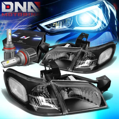 PARA 1997-2005 FARÓIS DE RISCO/SILHUETA + LUZ DE CANTO COM KIT LED + VENTILADOR PRETO - Imagem 1 de 4