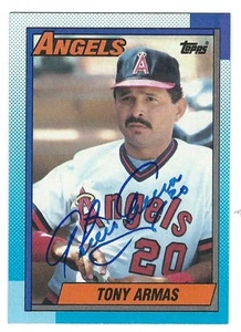 Autographed 1990 Topps TONY ARMAS California Angels Card #603 w/ Show Ticket - Picture 1 of 1