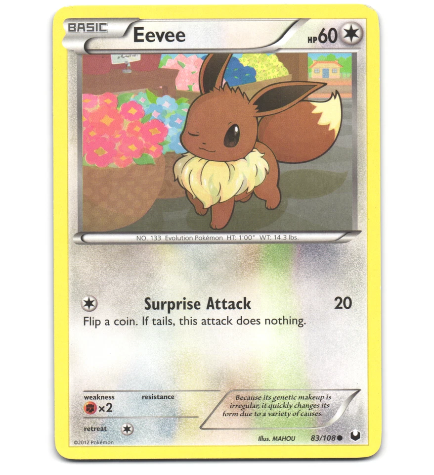 Pokemon 2012 Light Play Eevee Dark Explorers 83/108 Card - Image 1 of 1