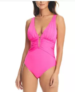 Bleu by Rod Beattie $98 Women's Plus Molded-Cup One-Piece Swimsuit Pink Size 20W - Picture 1 of 6