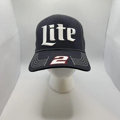 Brad Keselowski Hat Cap Team Penske Miller Lite #2 NASCAR Navy Blue White NEW - Image 1 of 4