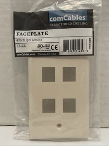 New*comCables 4-Port Wall Faceplate*RJ45*Keystone Jack*Ethernet*Light Almond - Afbeelding 1 van 1