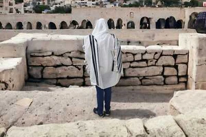 Koscher Tallit Talit Gebetstuch Herren traditionell jüdisch schwarz weiß 100 % Wolle - Bild 1 von 16