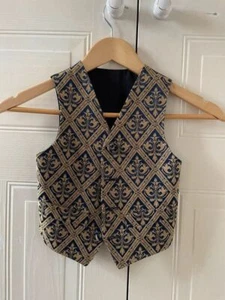 Gold & navy blue children’s boys Waistcoat 3-4 years old 22” chest - Picture 1 of 5