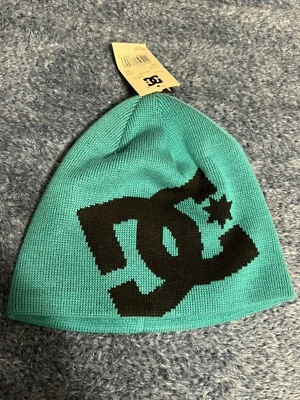 Nos Y2K Vintage Dc Shoes Classic Logo Green And Black Beanie Hat - Image 1 of 2
