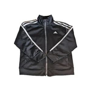 Kids Adidas Track Jacket Boys Size 6 Black Red White Stripes Collared Full Zip - Picture 1 of 19
