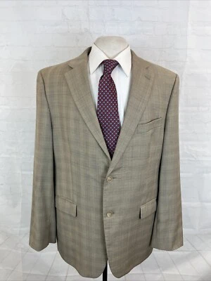 Black Brown 1826 Men's Beige Plaid Wool Blend Suit 44R 36X31 $895 - Image 1 of 4