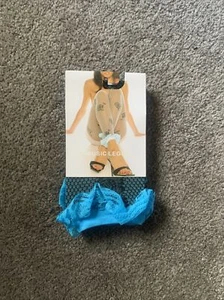 Music Legs Sexy Bee hives leggings with rose prints with ruffle lace trim **BLUE - Picture 1 of 2