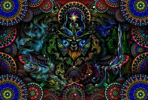 UV Backdrop Psychedelisch Kunst Schwarzlicht Wandbehang Psy Goa Deko Neon Banner - Bild 1 von 12