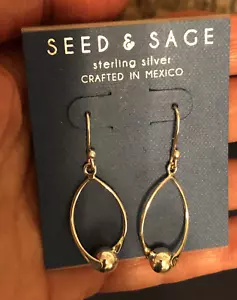 SEED & SAGE Mexico .925 Sterling Silver dangle ball Earrings~New On Card! - Picture 1 of 5