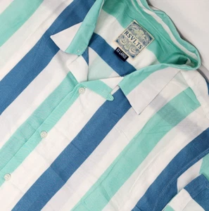 RSVLTS Newport Shirt Mens XXL Rayon Striped Short Sleeve Button Up Beach Travel - Picture 1 of 8