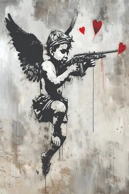 CUPID BANKSY GRAFFITI ARTE POP IMPRESIÓN/PÓSTER LIENZO/PAPEL FOTOGRÁFICO SATINADO T41 Foto 1 de 4