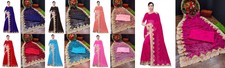 PARTY WEAR DESIGNER SAREE BLOUSE INDIAN PAKISTANI WEDDING NEW SARI BOLLYWOOD