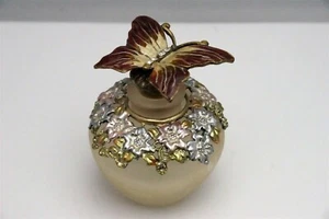 Botella de perfume mariposa esmaltada + estrás vintage 3,5" - Imagen 1 de 6