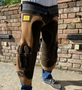 Farriers Chaps FULL LEATHER Deluxe NO CANVAS USED with magnets & Pockets Apron - Picture 1 of 37