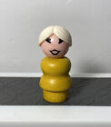 Fisher Price Little People Vintage Grandma White Hair With Bun Yellow Body