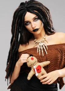 Womens Halloween Voodoo Scary Witch Doctor Deluxe Cosplay Dreadlock Wig - Picture 1 of 3