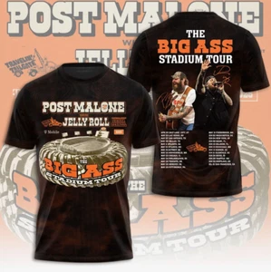 Post Malone Jelly Roll Tour Music Big Ass Stadium Tour 2025 Inspired 3D T-Shirt - Picture 1 of 4
