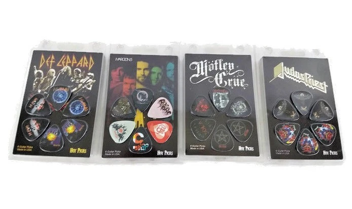 HOT PICKS GUITAR PICKS (6) Choose: Def Leppard Judas Priest Maroon 5 Motley Crue - Image 1 of 4