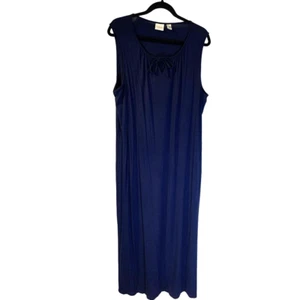 Chico's Women's Maxi Sundress Size XL 16 3 Navy Blue Jersey Coastal Travel Slits - Picture 1 of 7