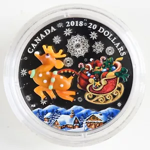 Moneda de plata fina 99,99 % Holiday Reindeer de Canadá 2018 con estuche, caja y certificado de autenticidad - Imagen 1 de 15