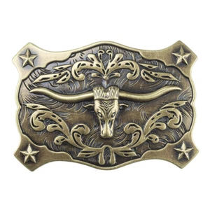Hebilla de cinturón Longhorn Bull para hombre - Western Rodeo Texas vaquero hebillas de cinturón grandes - Imagen 1 de 7