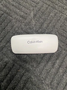 White Calvin Klein Hinged Hardshell Eyeglass Case Black Inside - Picture 1 of 5
