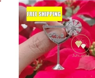 Мужская винная брошь на булавке 4,0 карата грушевидная имитация бриллианта покрытие белым золотом 14 карат серебро - Изображение 1 из 4