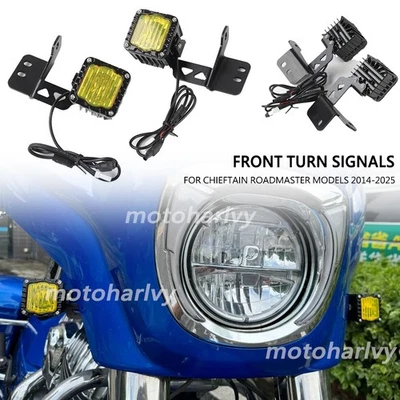 For Indian Chieftain Roadmaster 2014-2025 New Motorcycle LED Front Turn Signals - Image 1 of 4