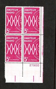 1964 U.S Commem 5c AMATEUR RADIO PLT# Blk of 4 Sc#1260 M/NH/OG/Pristine - Picture 1 of 1