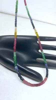 "Collar de piedras preciosas de zafiro múltiple cuentas facetadas redondas de plata de ley" Foto 1 de 4