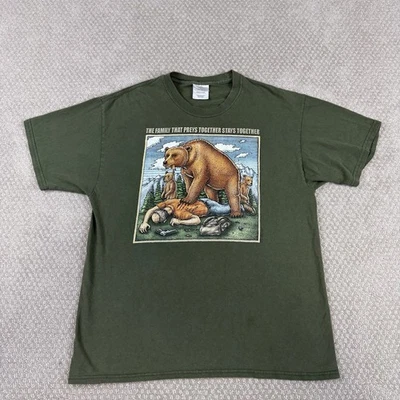 Vtg Y2K Ray Troll Shirt Adult Size L The Family That Preys Together Bear AK - Image 1 of 4