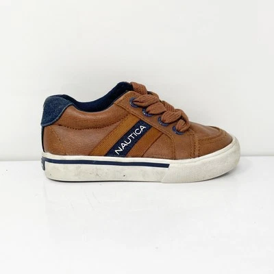 Nautica Boys Adish Brown Leather Lace Up Low Top Casual Shoes Sneakers Size 6 - Image 1 of 4
