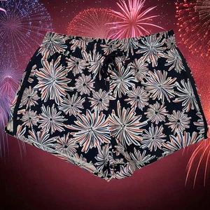 Crown & Ivy Damen blau Feuerwerk Sport Shorts gefüttert rot weiß Urlaub - Bild 1 von 5