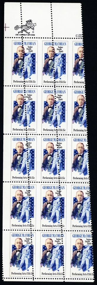 1756, MNH 15¢ Perf Shift Freak Error Cremallera Bloque de 20 * Stuart Katz Foto 1 de 1