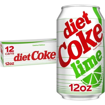 Diet Coke lima refresco refresco refresco refrigerador paquete latas, 12 fl oz, paquete de 12 Foto 1 de 4